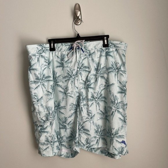 New Tommy Bahama Aqua Aloha Baja Breezy Palms Mens Swim Trunks - Picture 1 of 10